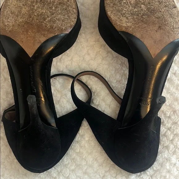 Tabitha Simmons Heels Allie Mule Black Suede Heels Closed Toe Size 40.5 US 10.5 - Picture 9 of 9